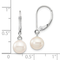 14k WG 7-8mm Rnd White Freshwater Cultured Pearl Dangle Earrings-XFW725E
