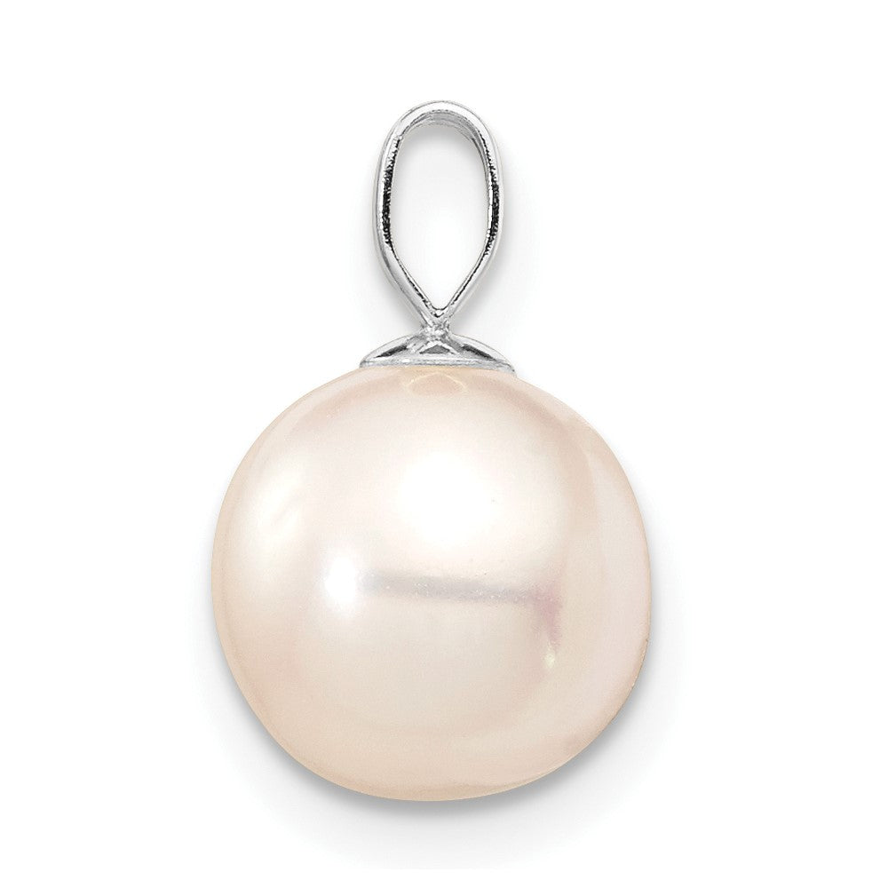 14k WG 8-9mm Round White Freshwater Cultured Pearl Pendant-XFW738