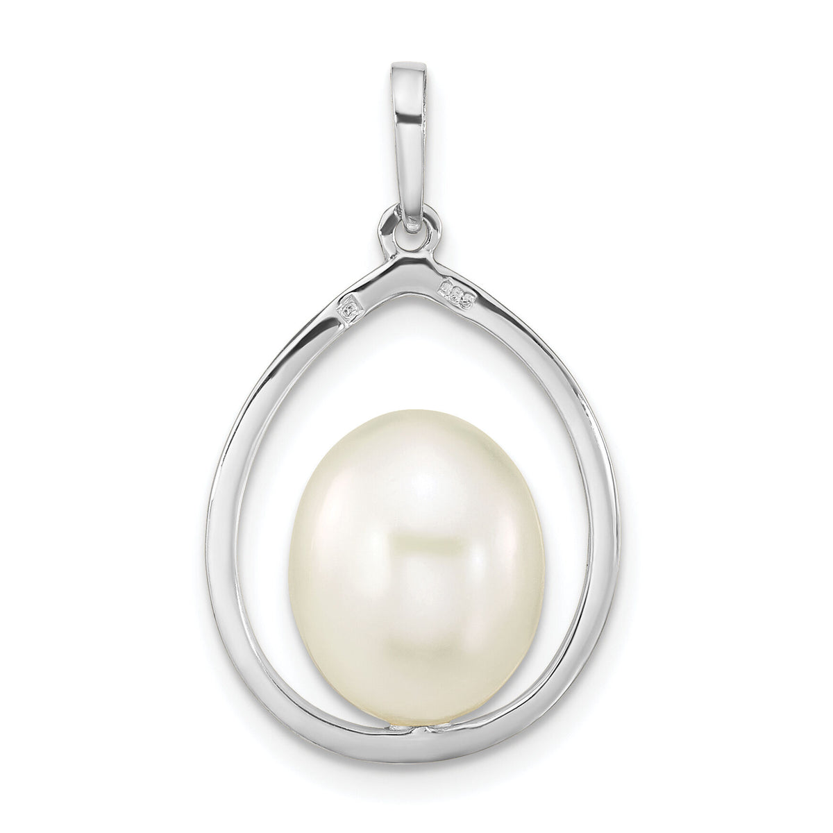 14K White Gold 8-9mm Rice Freshwater Cultured Pearl Pendant-XFW781