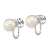 14k WG 7-8mm Round White FW Cultured Pearl Non Pierced Earrings-XFW801E