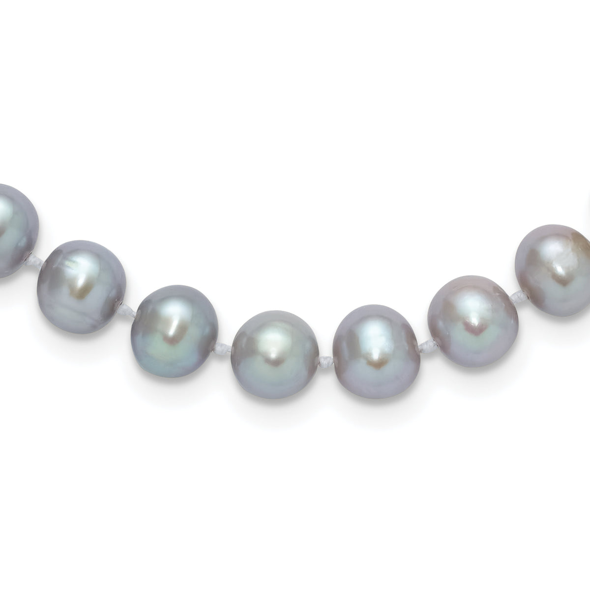 14K WG 7-8mm Near Round Grey FWC Pearl 16in Necklace-XFW818-16