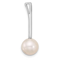 14K White Gold 8-9mm Round Freshwater Cultured Pearl Drop Chain Slide-XFW829