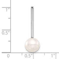 14K White Gold 8-9mm Round Freshwater Cultured Pearl Drop Chain Slide-XFW829