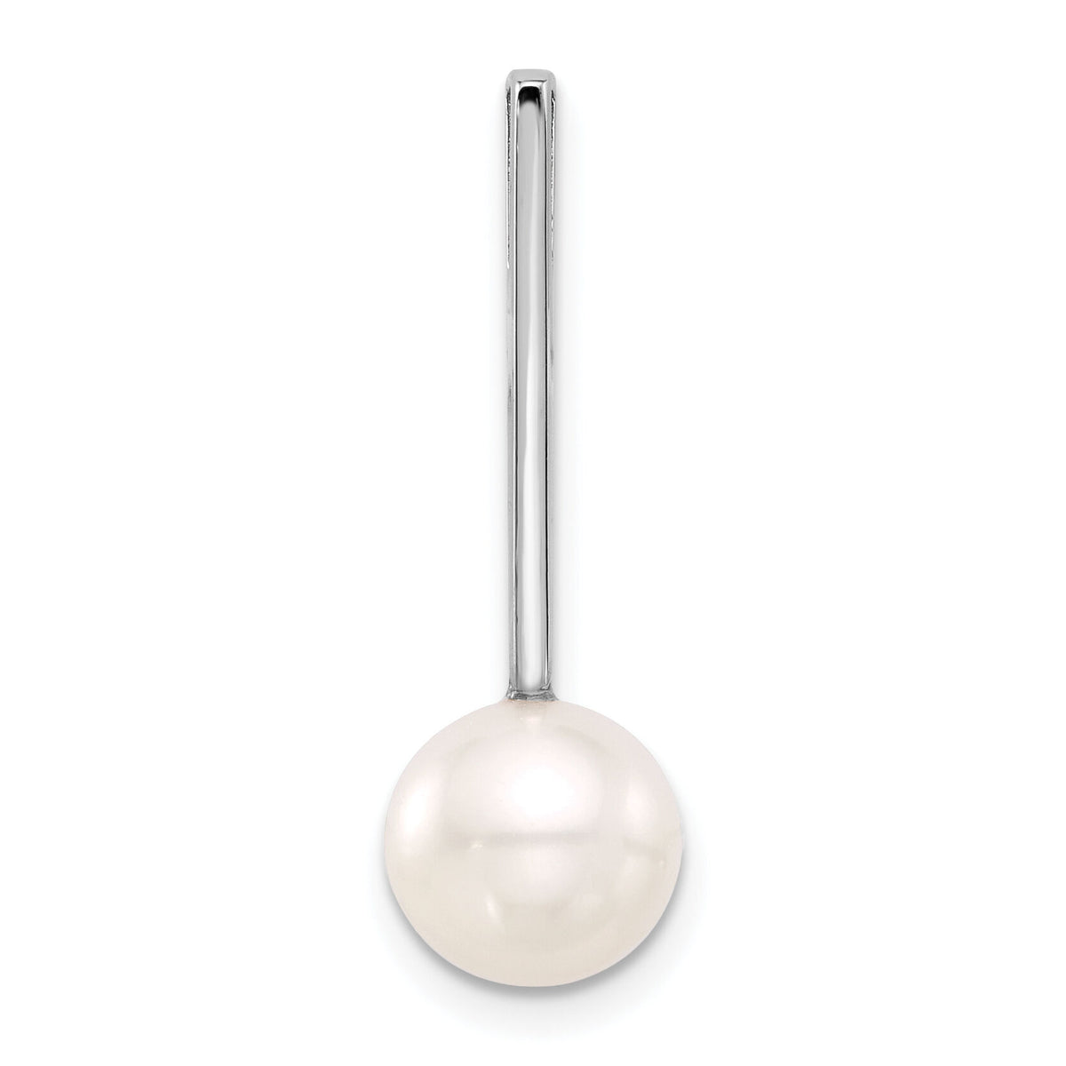 14K White Gold 8-9mm Round Freshwater Cultured Pearl Drop Chain Slide-XFW829