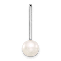 14K White Gold 8-9mm Round Freshwater Cultured Pearl Drop Chain Slide-XFW829