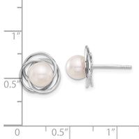 14K White Gold 6-7mm Round White Akoya Pearl Post Earrings-XFW842E
