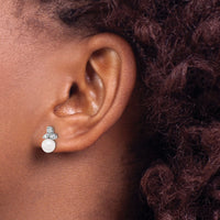 14K White Gold 5-6mm Round White FWC Pearl .06ct Dia Post Earrings-XFW846E