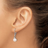 14K White Gold 7-8mm White FWC Pearl and .10ct Dia Dangle Earrings-XFW850E