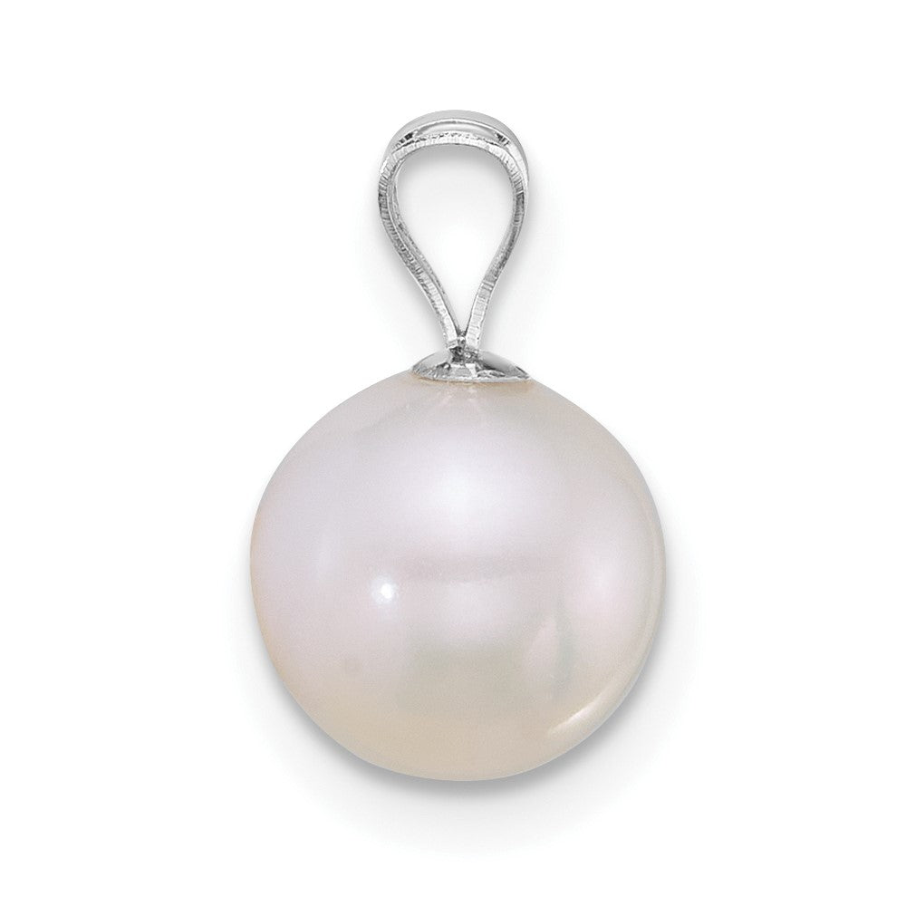 14k WG 8-9mm Round White Freshwater Cultured Pearl Pendant-XFW887