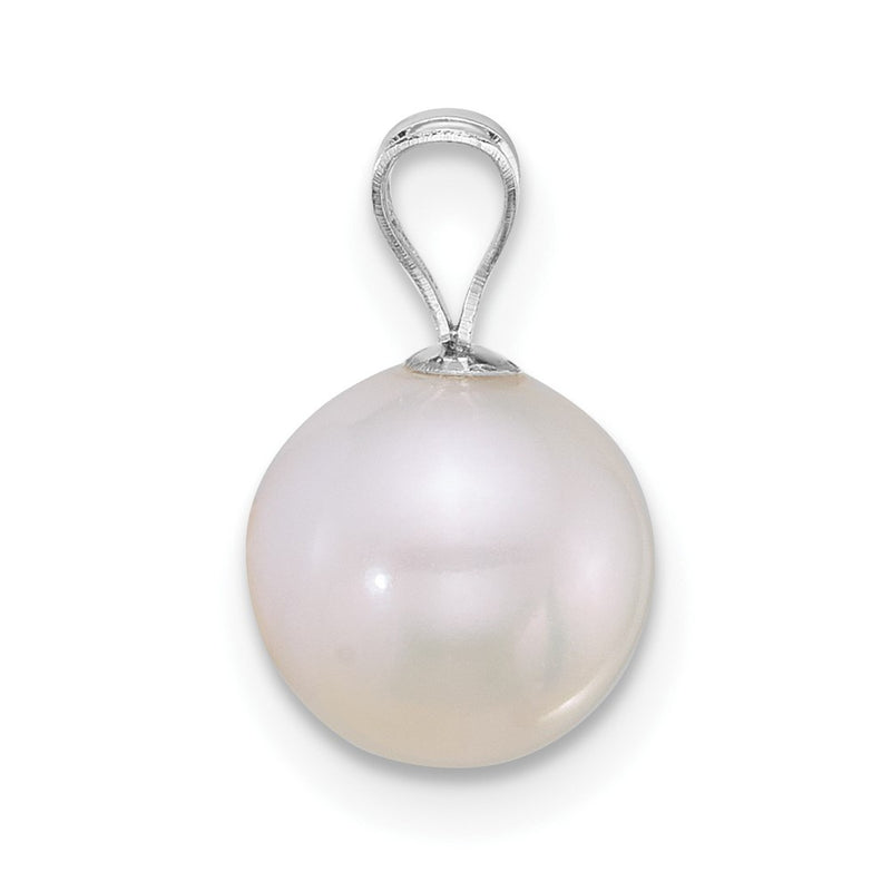 14k WG 8-9mm Round White Freshwater Cultured Pearl Pendant-XFW887