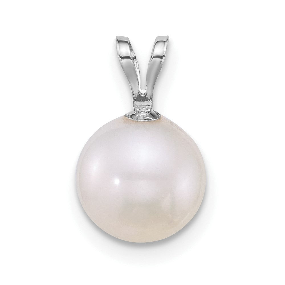 14k WG 8-9mm Round White Freshwater Cultured Pearl Pendant-XFW887