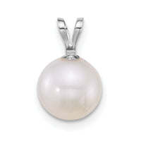 14k WG 8-9mm Round White Freshwater Cultured Pearl Pendant-XFW887