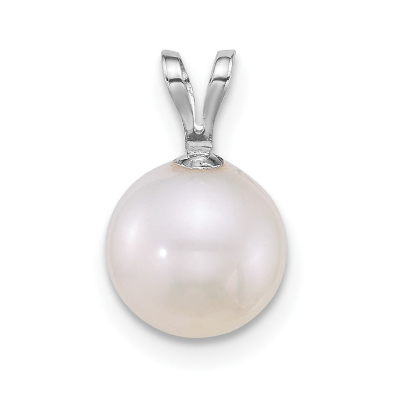 14k WG 8-9mm Round White Freshwater Cultured Pearl Pendant-XFW887