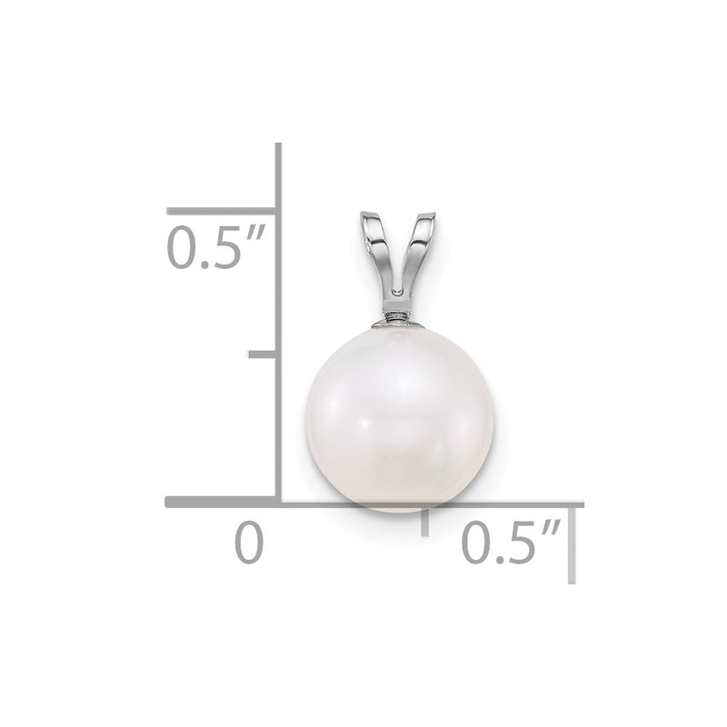 14k WG 8-9mm Round White Freshwater Cultured Pearl Pendant-XFW887