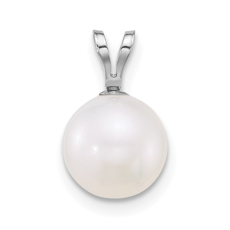 14k WG 8-9mm Round White Freshwater Cultured Pearl Pendant-XFW887