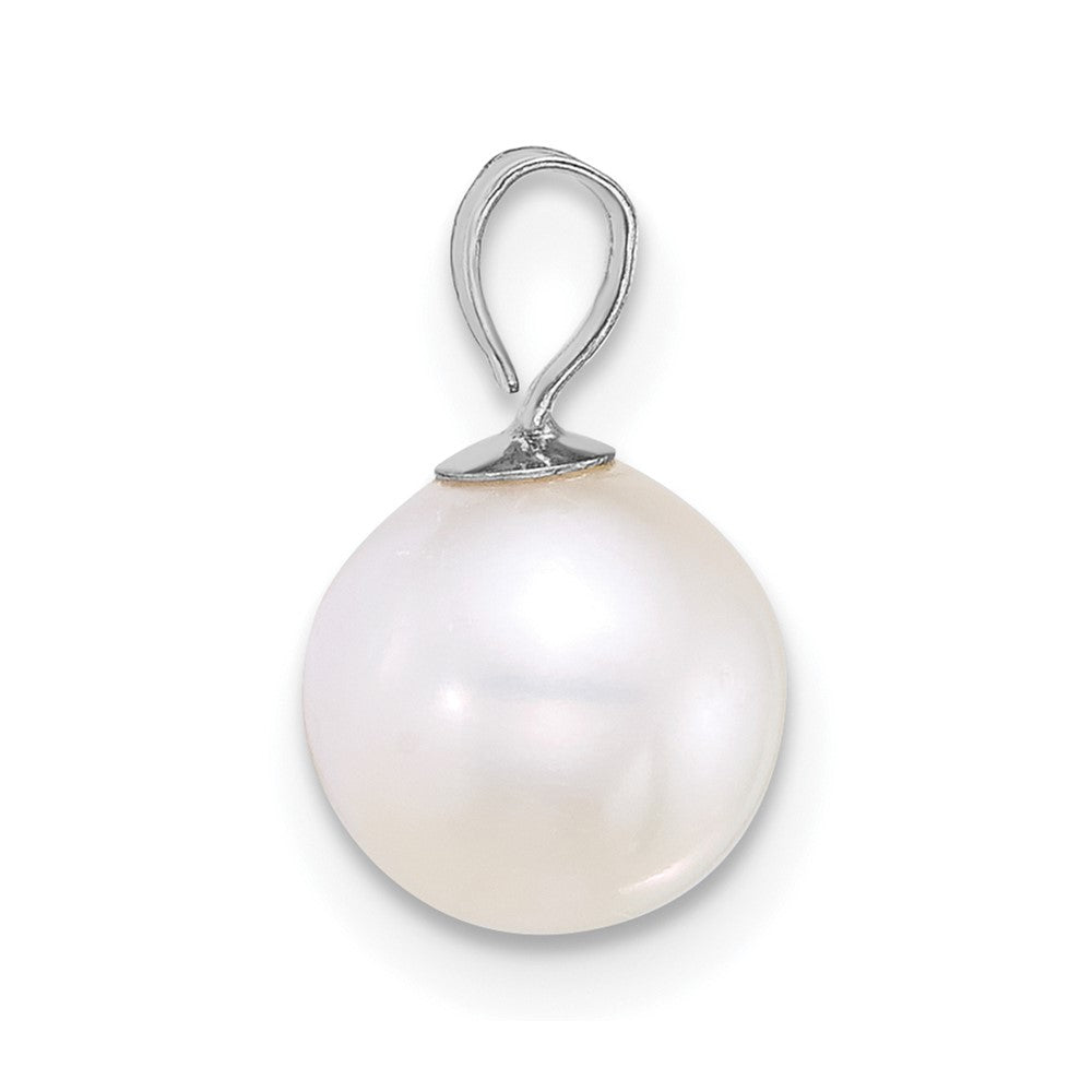 14k WG 7-8mm Round White Freshwater Cultured Pearl Pendant-XFW888