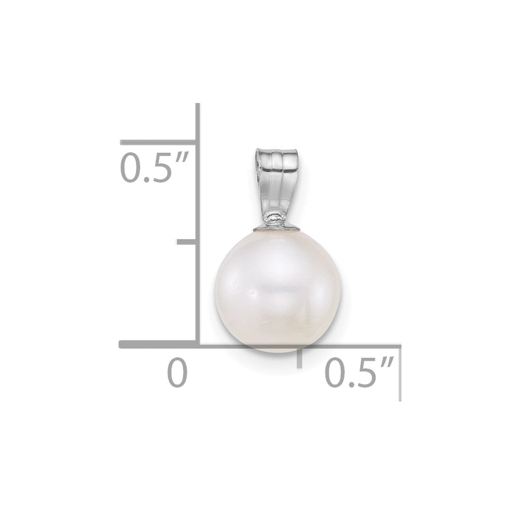 14k WG 7-8mm Round White Freshwater Cultured Pearl Pendant-XFW888