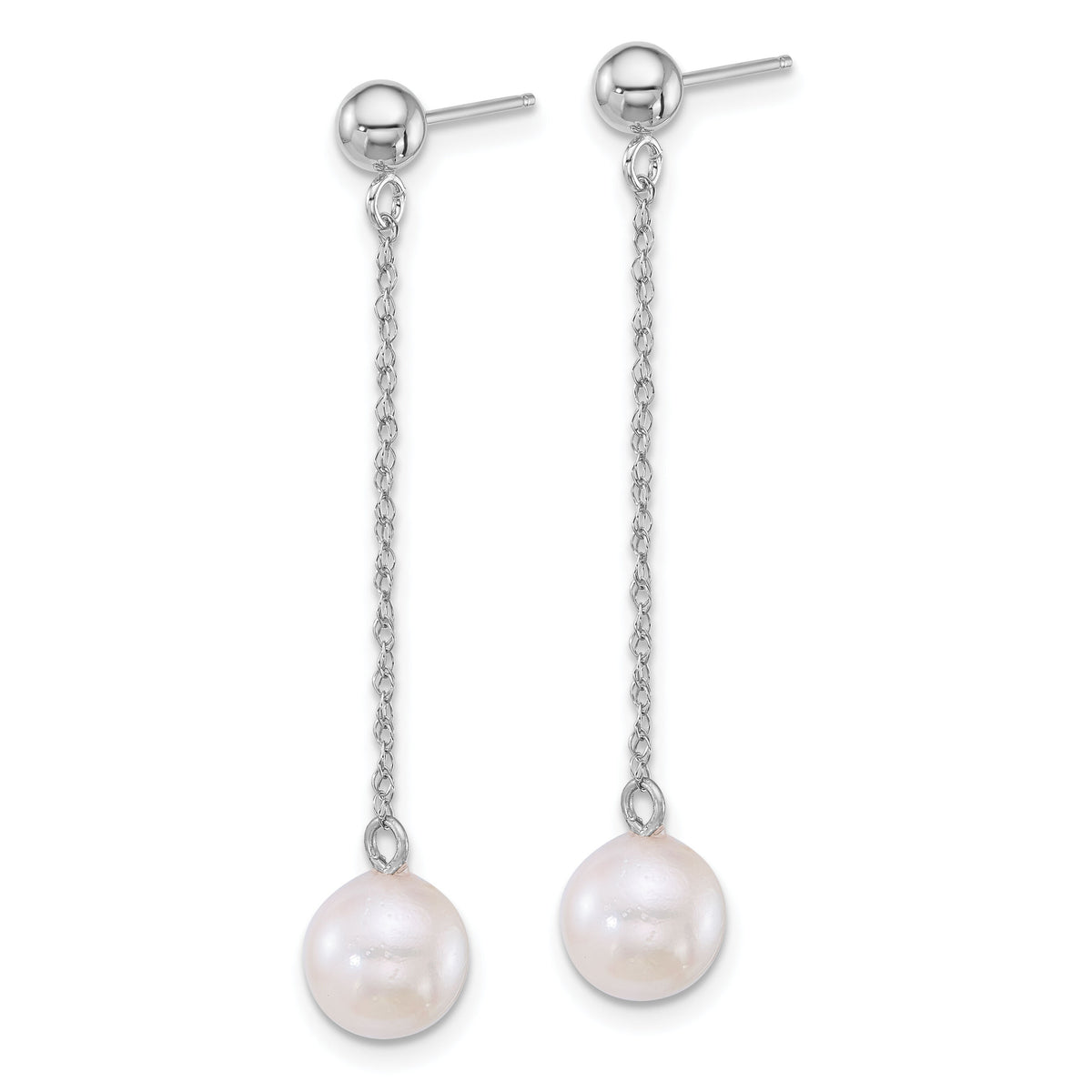 14k WG 6.5-7mm Rnd Akoya Saltwater Cultured Pearl Dangle Earrings-XFW890E