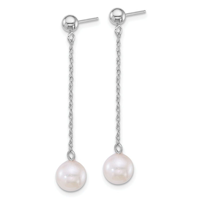 14k WG 6.5-7mm Rnd Akoya Saltwater Cultured Pearl Dangle Earrings-XFW890E