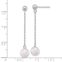 14k WG 6.5-7mm Rnd Akoya Saltwater Cultured Pearl Dangle Earrings-XFW890E
