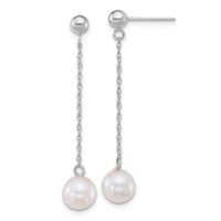 14k WG 6.5-7mm Rnd Akoya Saltwater Cultured Pearl Dangle Earrings-XFW890E
