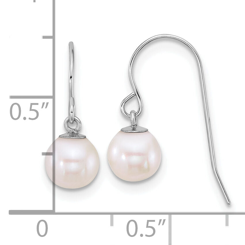 14k WG 6-7mm Rnd White Freshwater Culture Pearl Dangle Earrings-XFW915E