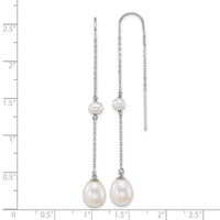 14k WG Near-Rnd/Teardrop White Freshwater Cultured Pearl Threader Earrings-XFW917E