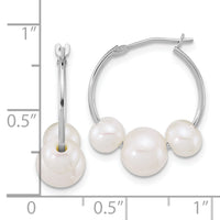 14K WG 6-8mm Semi-Rnd Freshwater Cultured Pearl Hoop Earrings-XFW919E