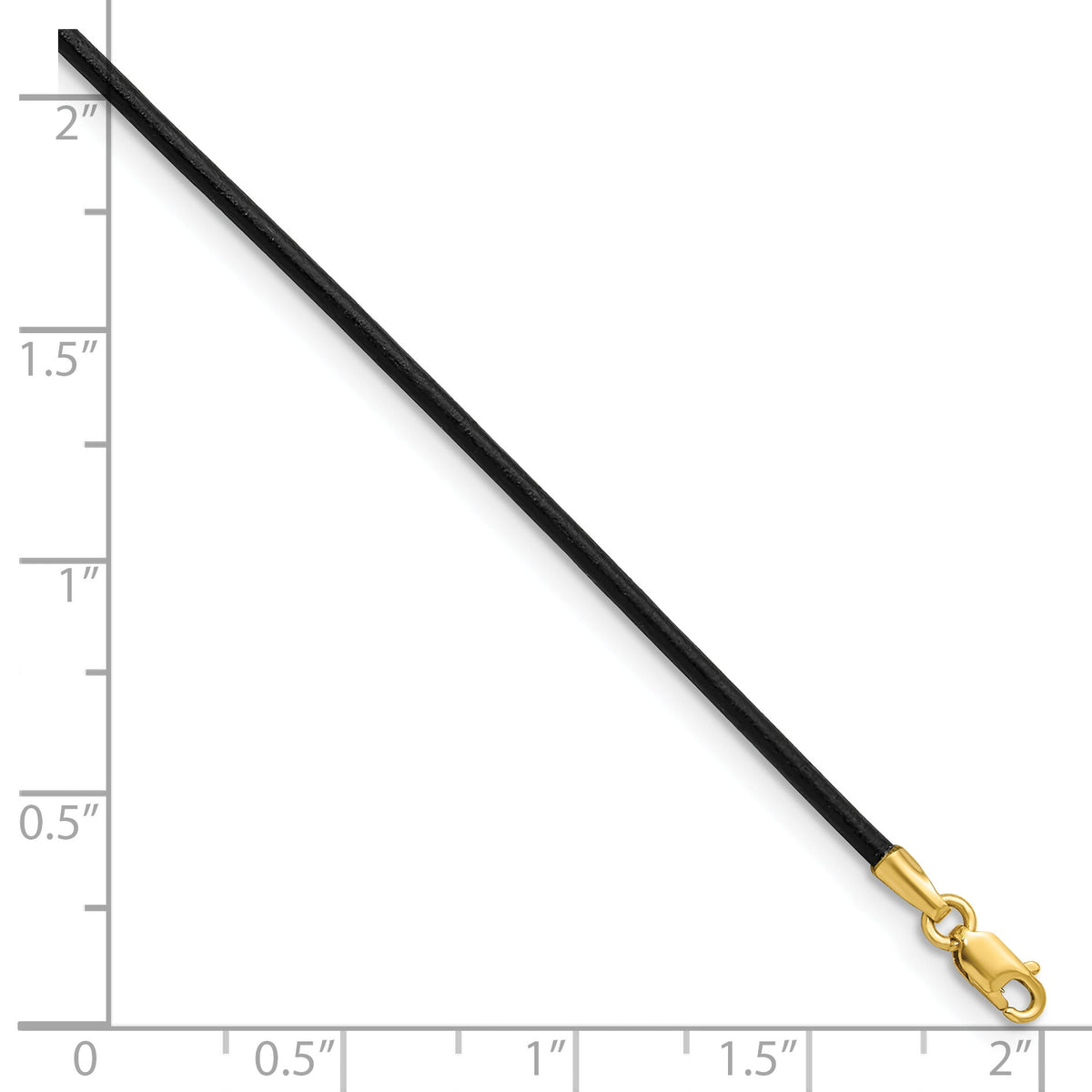 14k 1.5mm 16in Black Leather Cord Necklace-XG250-16