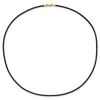 14k 1.5mm 16in Black Leather Cord Necklace-XG250-16