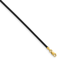 14k 1.5mm 18in Black Leather Cord Necklace-XG250-18