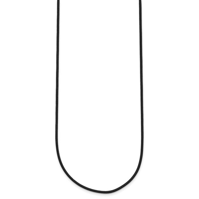 14k White Gold 1.5mm 16in Black Leather Cord Necklace-XG251-16