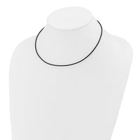 14k White Gold 1.5mm 16in Black Leather Cord Necklace-XG251-16