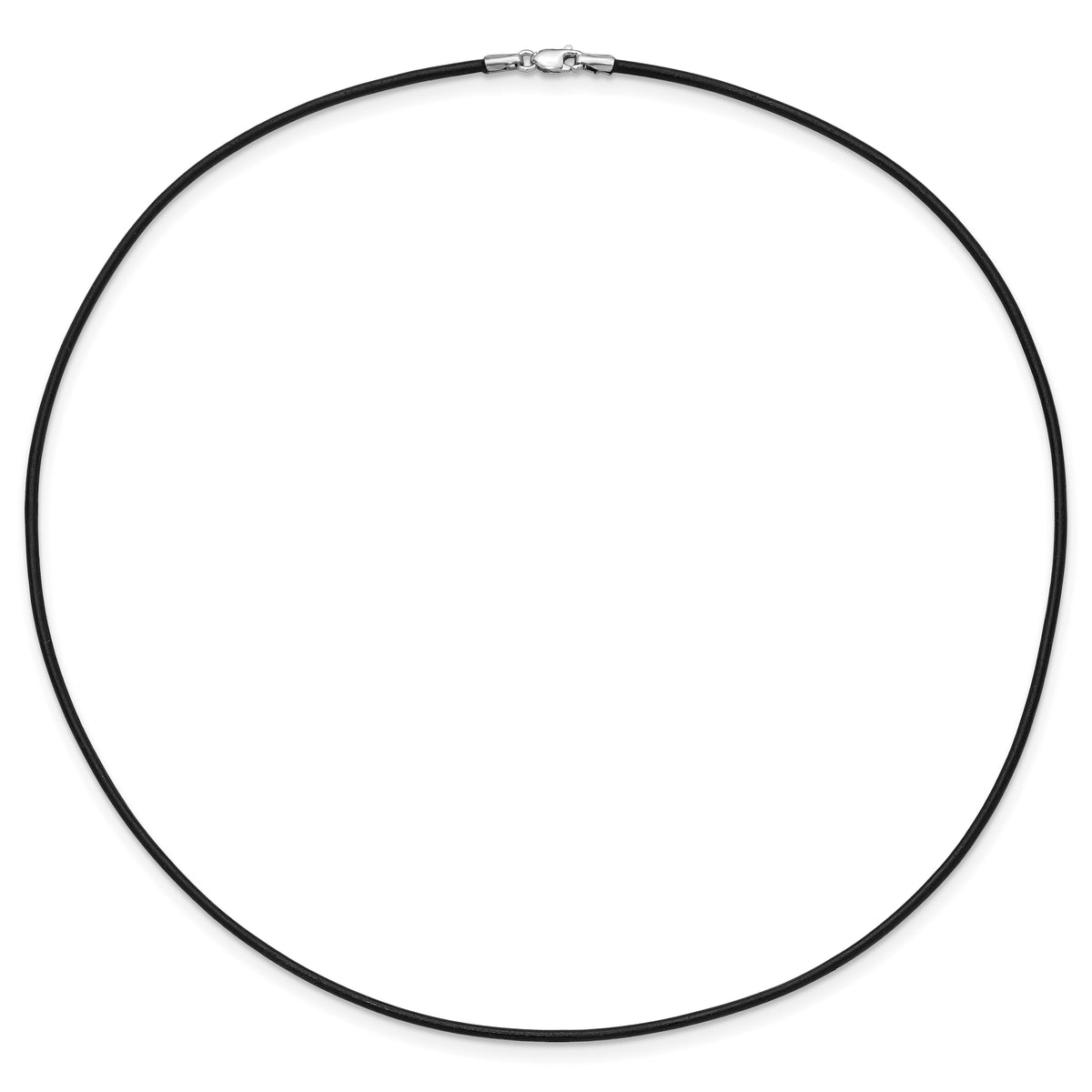 14k White Gold 1.5mm 16in Black Leather Cord Necklace-XG251-16