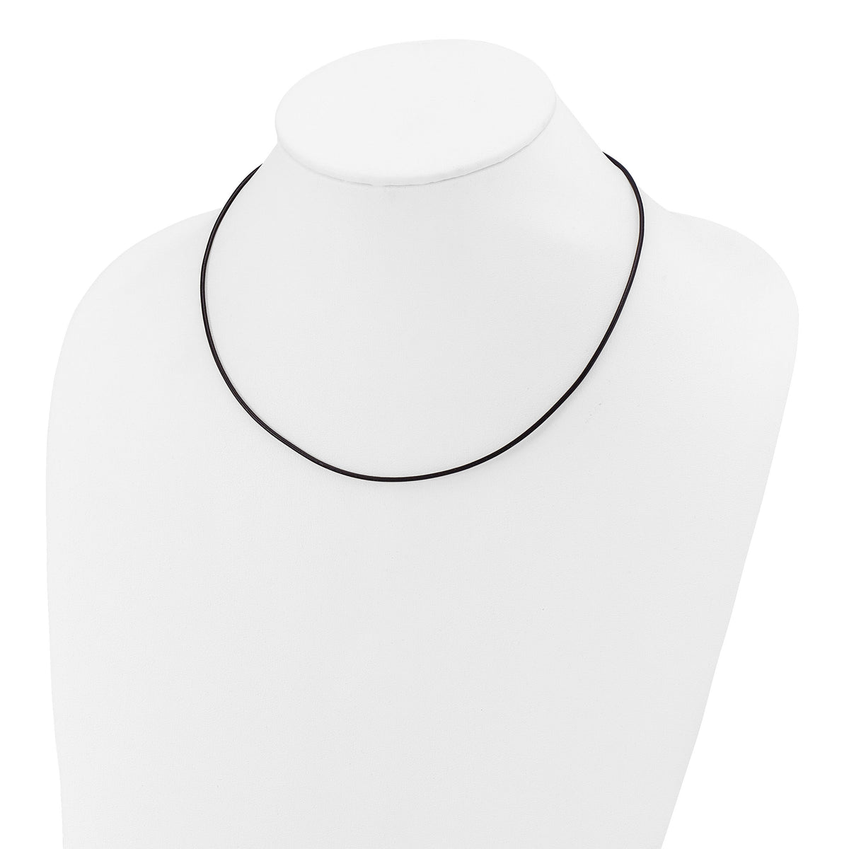 14k White Gold 1.5mm 18in Black Leather Cord Necklace-XG251-18