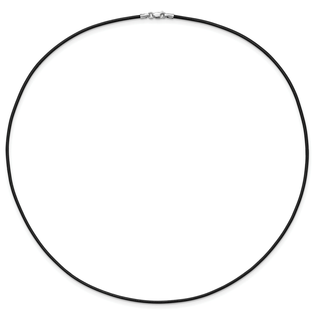 14k White Gold 1.5mm 18in Black Leather Cord Necklace-XG251-18
