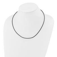 14k White Gold 1.5mm 20in Black Leather Cord Necklace-XG251-20