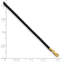 14k 2mm 16in Black Leather Cord Necklace-XG260-16