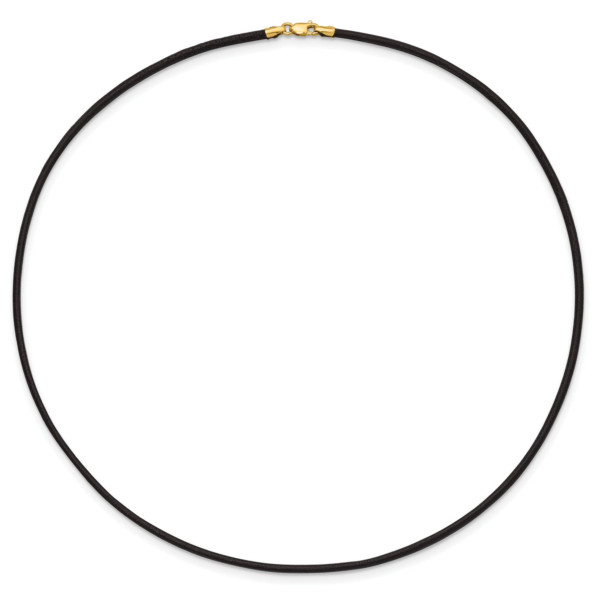 14k 2mm 16in Black Leather Cord Necklace-XG260-16