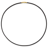 14k 2mm 16in Black Leather Cord Necklace-XG260-16