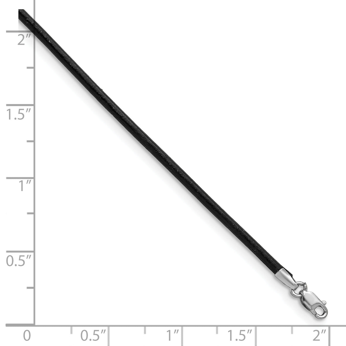 14k White Gold 2mm 16in Black Leather Cord Necklace-XG261-16