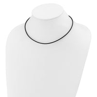 14k White Gold 2mm 16in Black Leather Cord Necklace-XG261-16