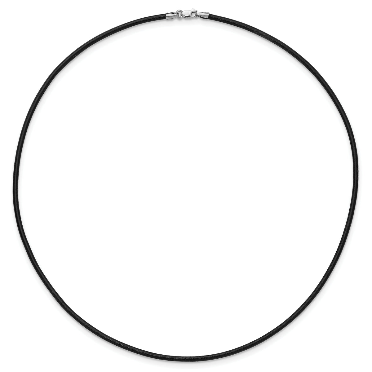 14k White Gold 2mm 16in Black Leather Cord Necklace-XG261-16