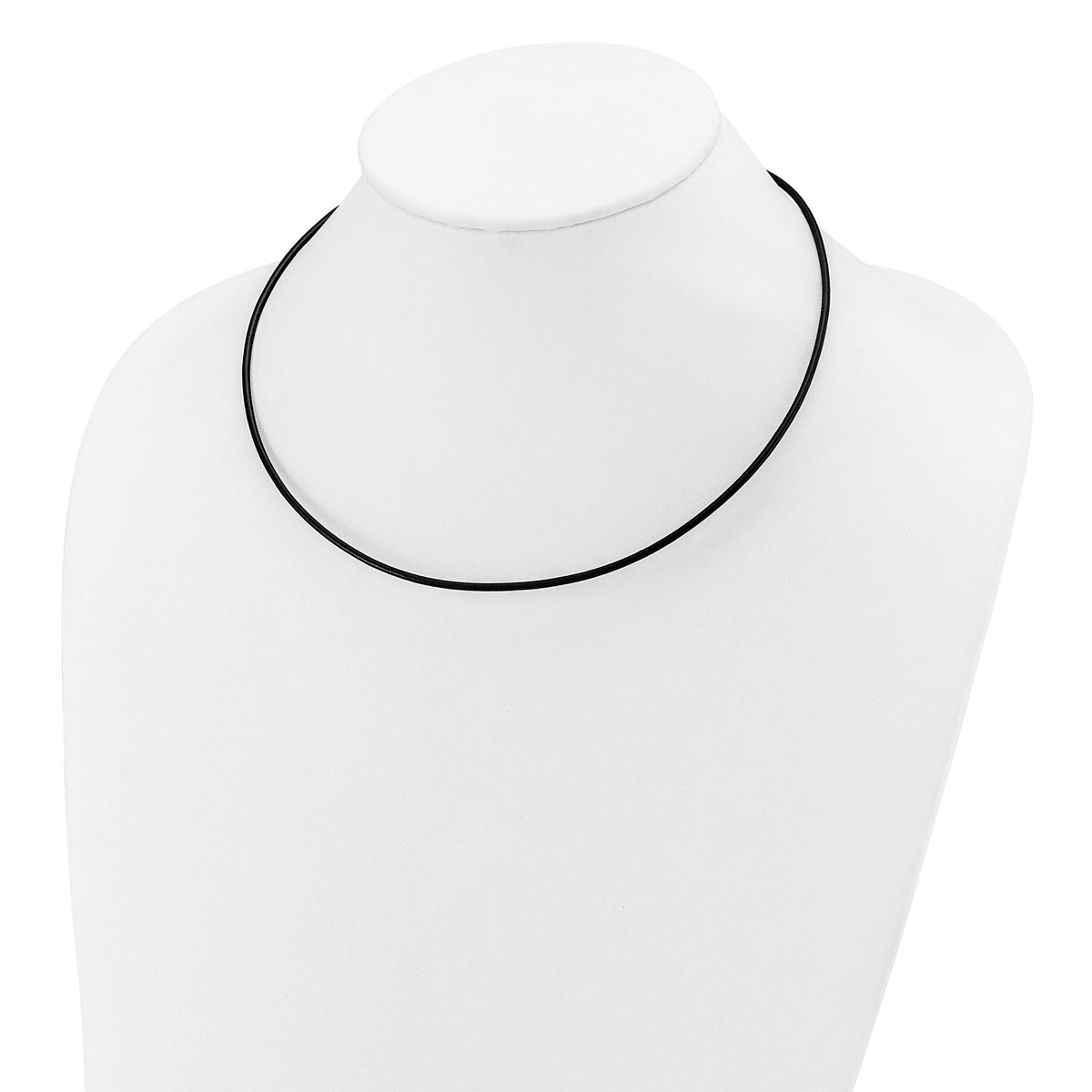 14k White Gold 2mm 18in Black Leather Cord Necklace-XG261-18
