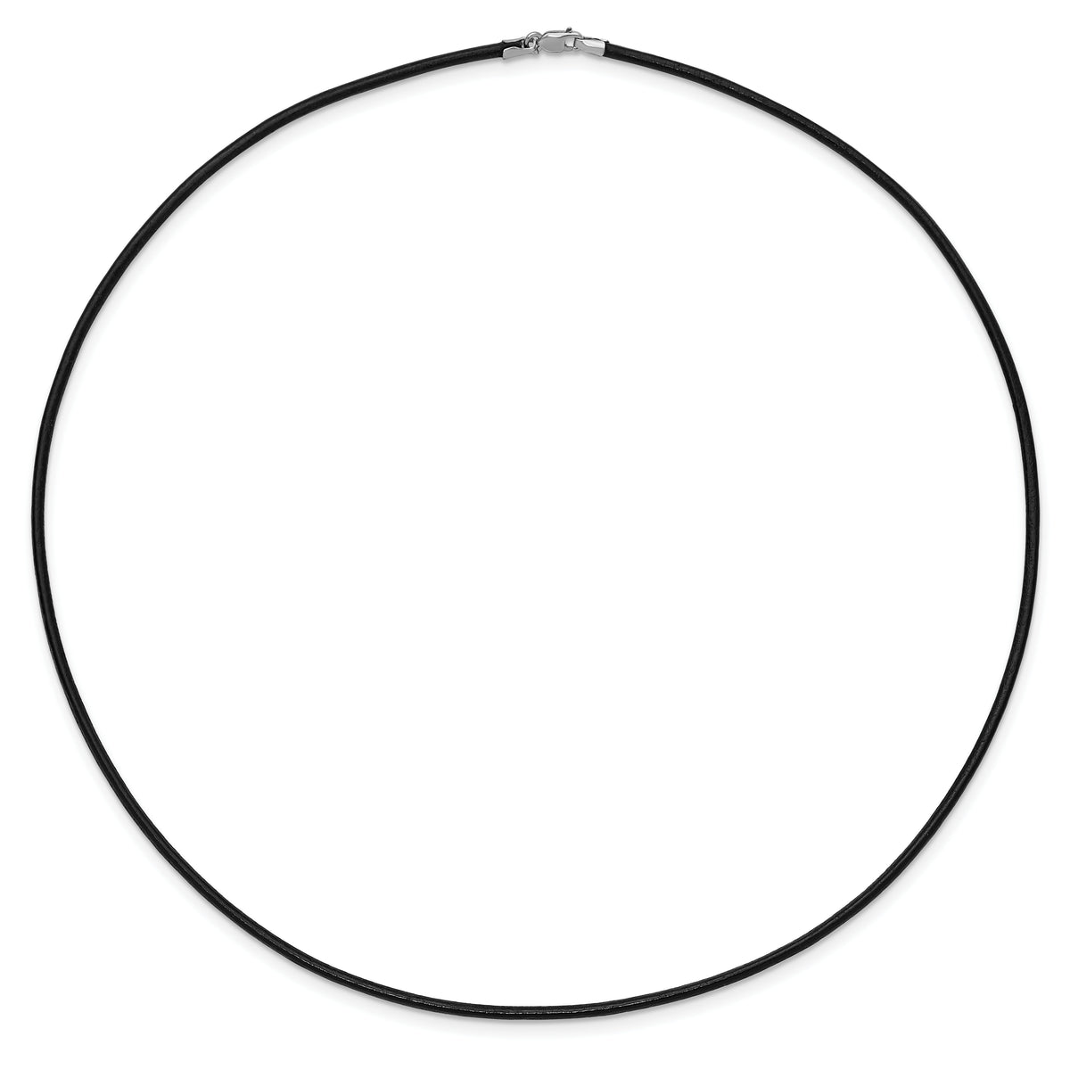 14k White Gold 2mm 18in Black Leather Cord Necklace-XG261-18