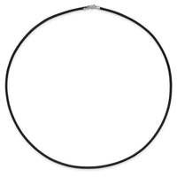 14k White Gold 2mm 18in Black Leather Cord Necklace-XG261-18