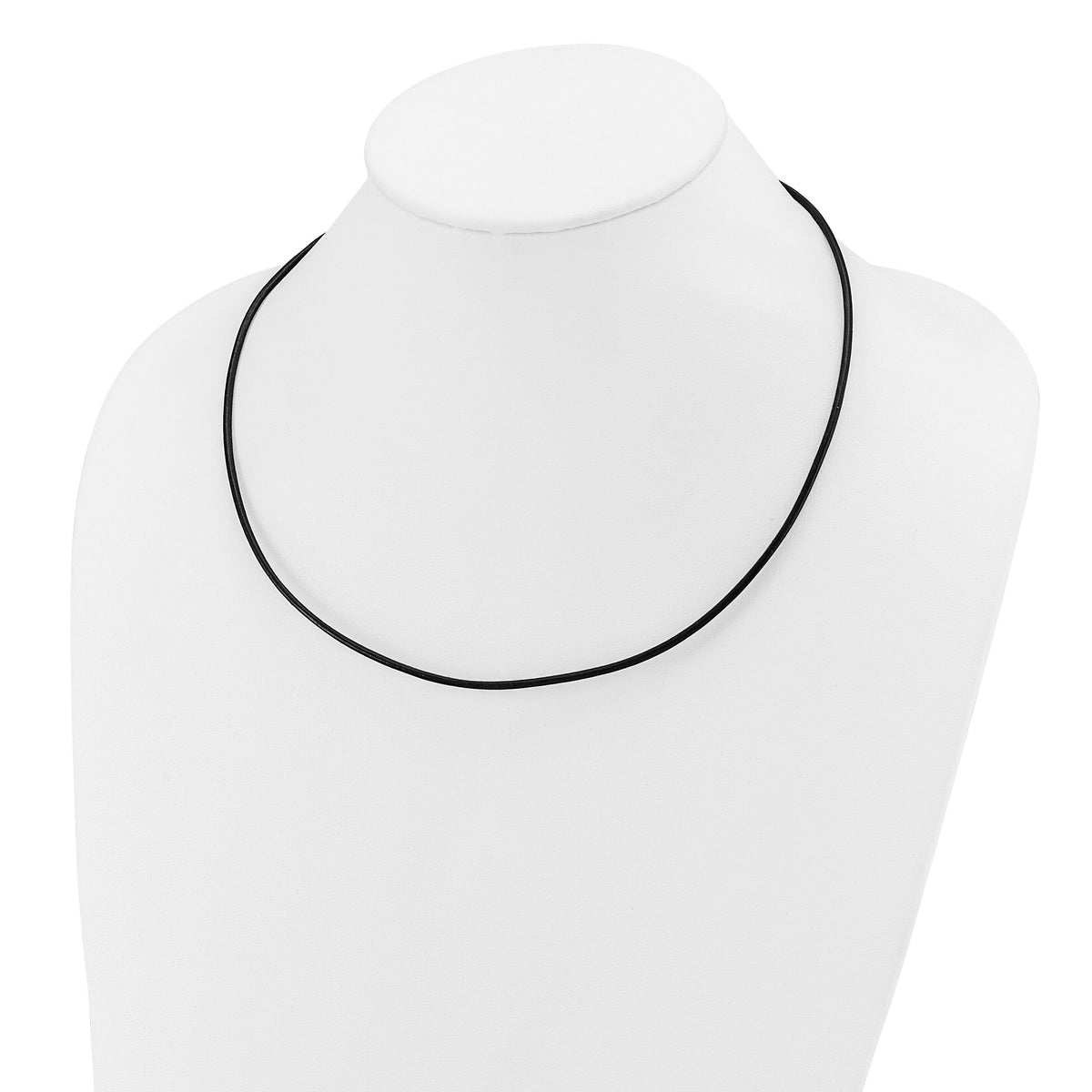 14k White Gold 2mm 20in Black Leather Cord Necklace-XG261-20