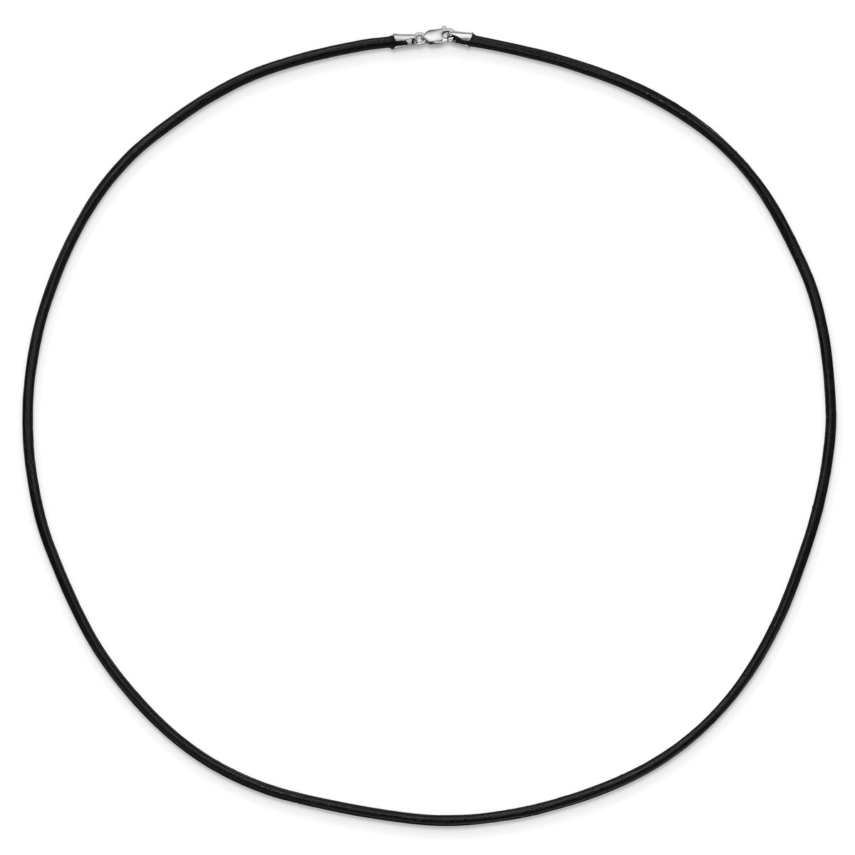 14k White Gold 2mm 20in Black Leather Cord Necklace-XG261-20