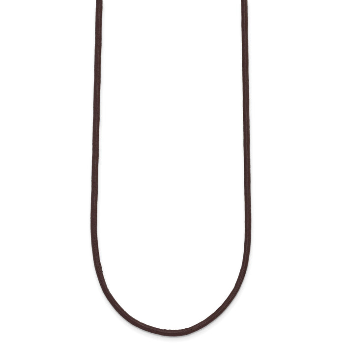 14k 2mm 18in Brown Leather Cord Necklace-XG262-18