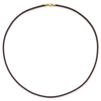 14k 2mm 16in Brown Leather Cord Necklace-XG262-16